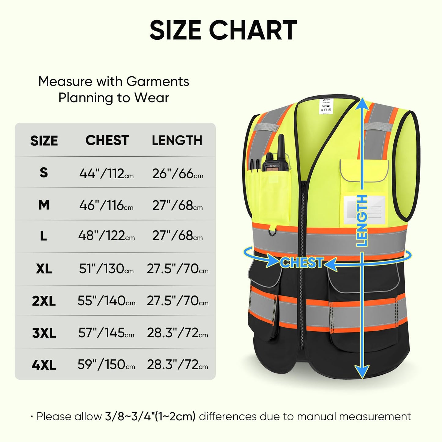 TICONN Reflective Safety Vest High Visibility Class II Mesh Vest for Women & Men Meets ANSI Standards