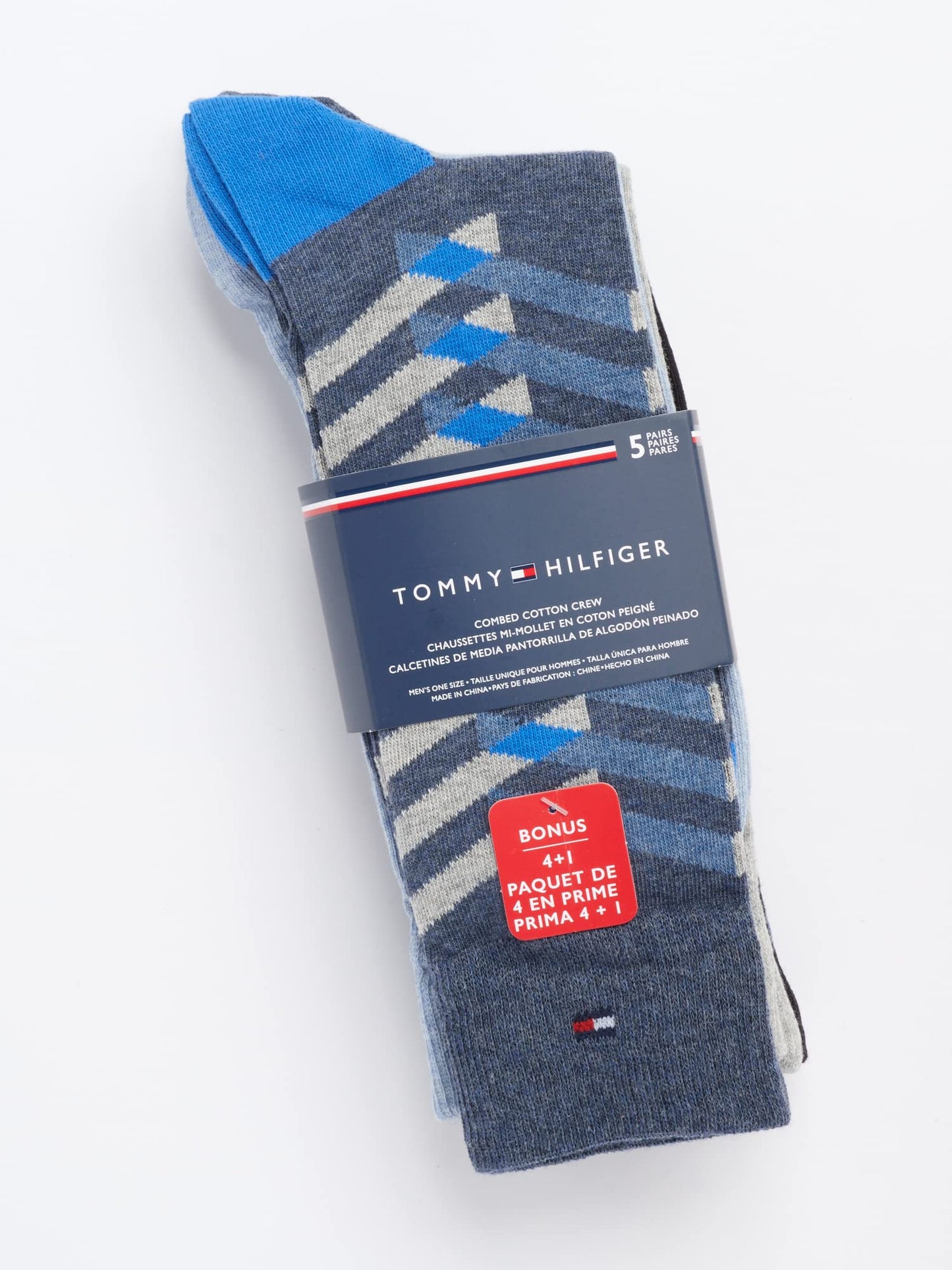 Tommy Hilfiger Men's Dress Socks - 5 Pack Lightweight Patterned Comfort Crew Socks for Men - Mens Long Work Socks (Size 7-12)