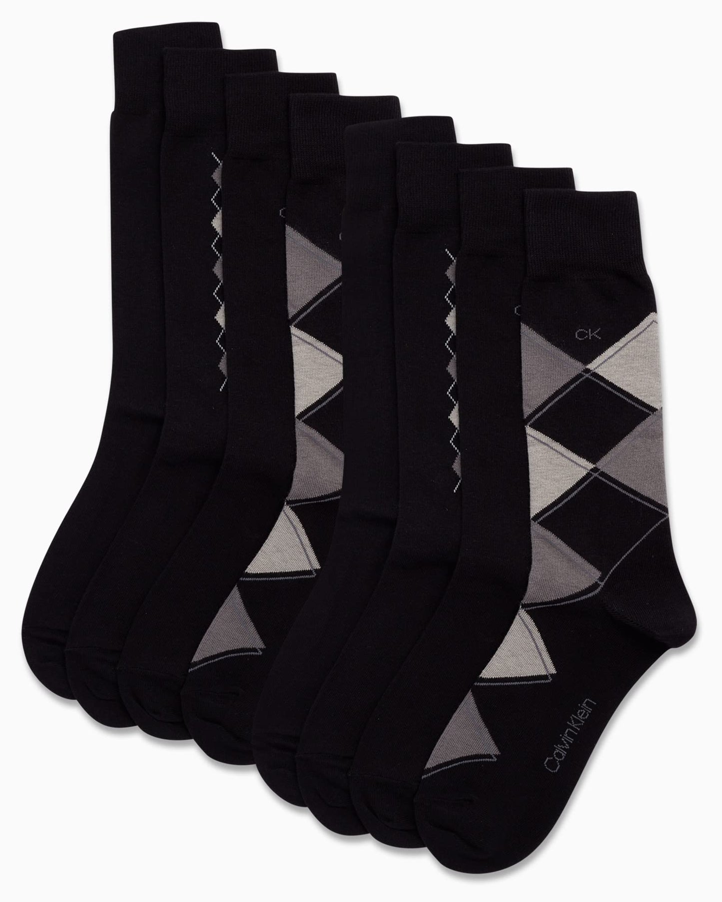 Calvin Klein Men's Dress Socks - Lightweight Cotton Blend Crew Socks (8 Pairs)