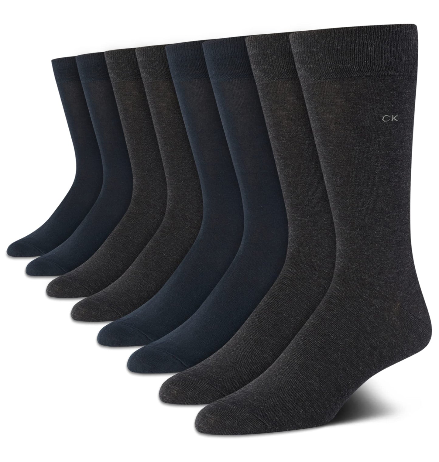 Calvin Klein Men's Dress Socks - Lightweight Cotton Blend Crew Socks (8 Pairs)