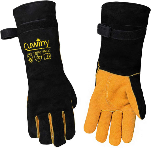 Welding Gloves, 1112°F Heat/Fire Resistant/Leather Forge Gloves, with Kevlar Stitching String, 16 inches Extra Long Sleeve and Fireproof Hook and Loop Tape,fit for Mig/Tig