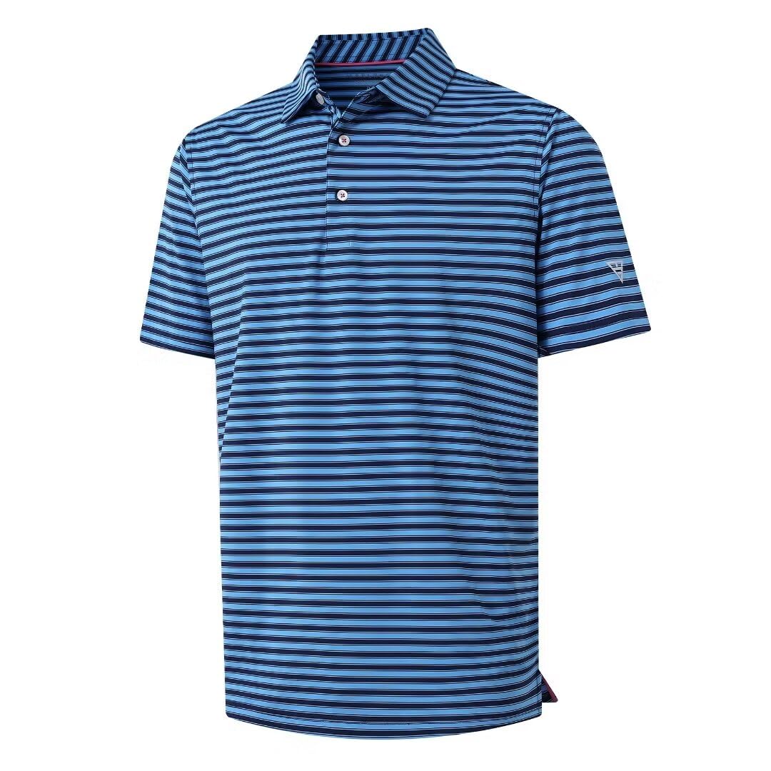 M MAELREG Golf Shirts for Men Short Sleeve Dry Fit Casual Striped Performance Moisture Wicking Collared Mens Polo Shirts