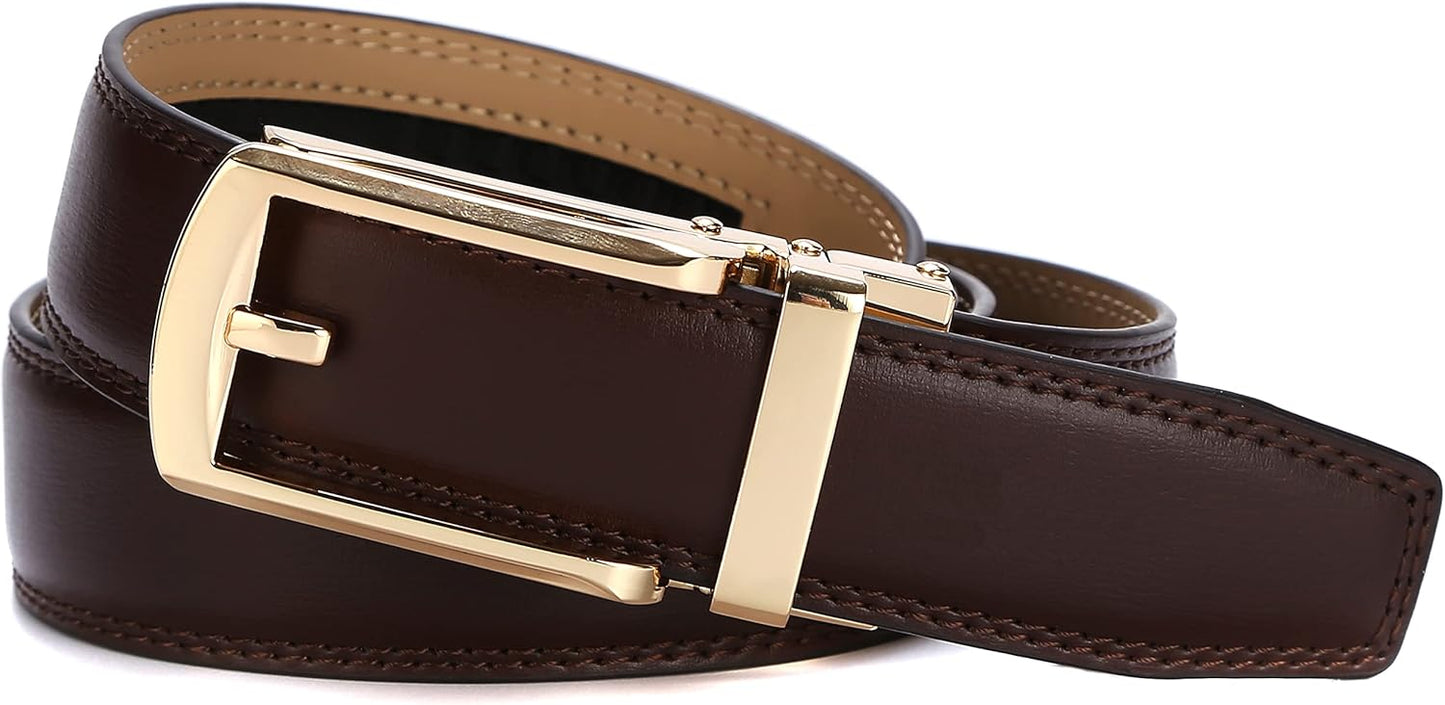 Mens Leather Ratchet Belts with Click Buckle Perfect Fit Dress Belt 30mm Wide