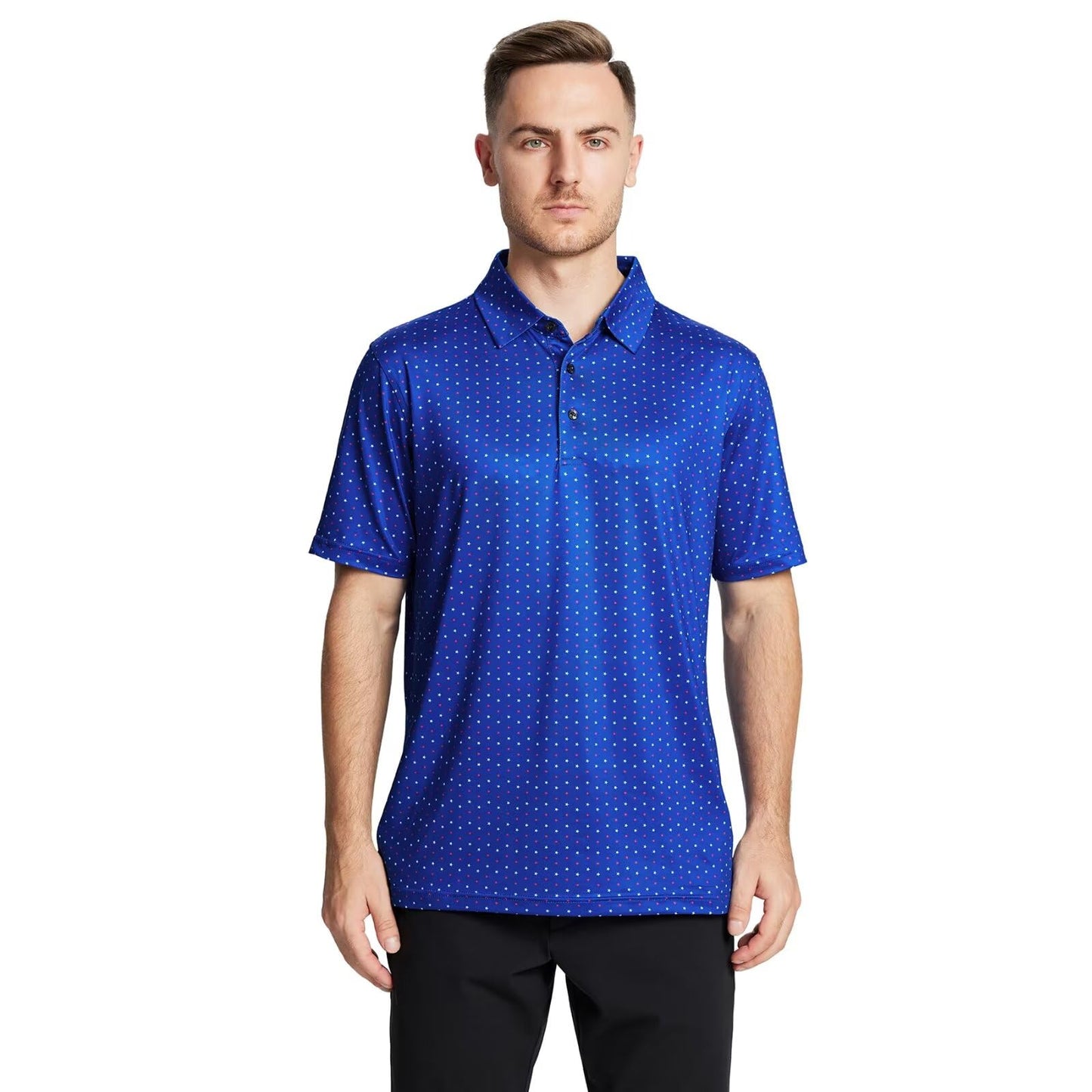 Men's Golf Polo Shirts Short Sleeve Striped Performance Moisture Wicking Dry Fit Golf Shirts for Men