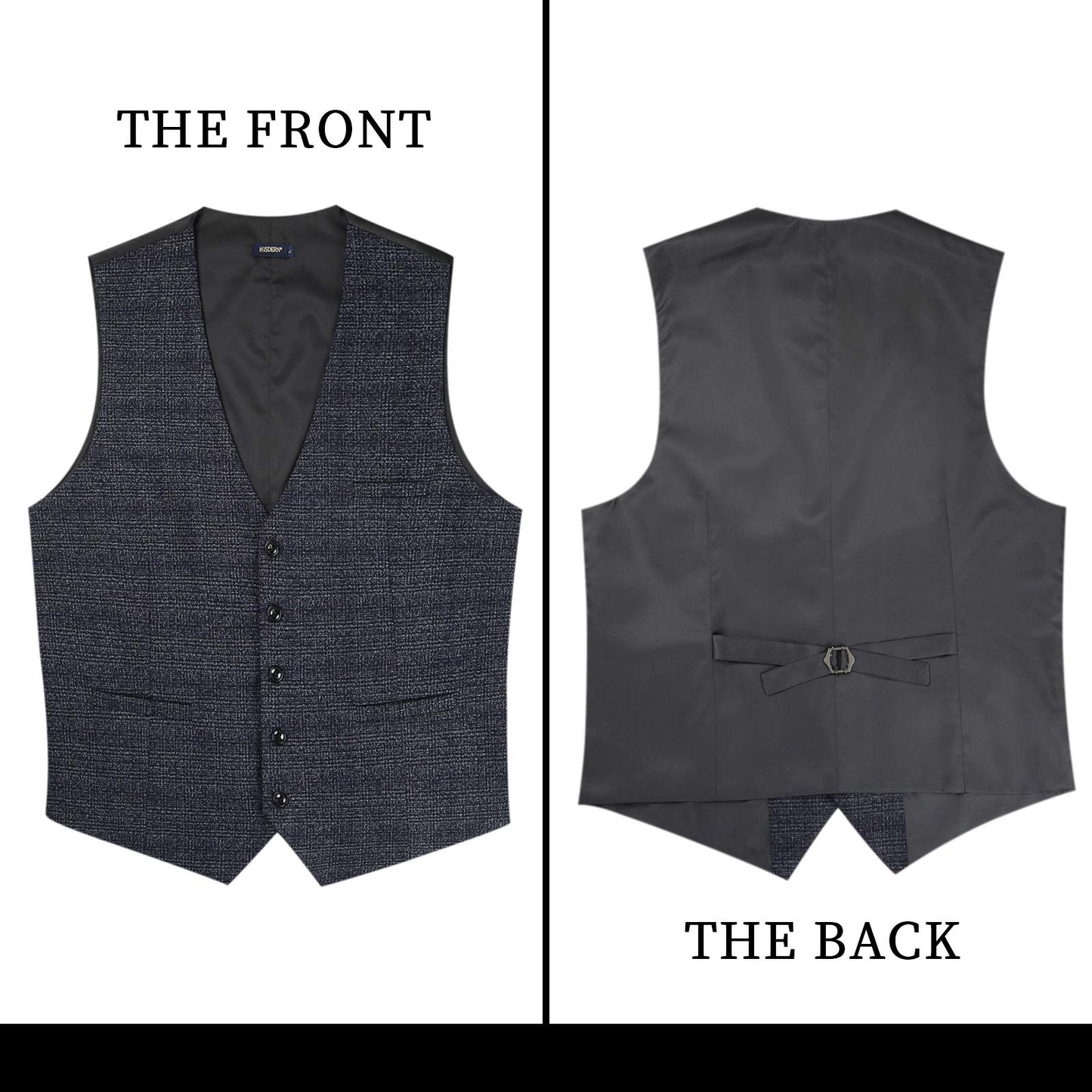 HISDERN Men's Suit Vest Business Plaid Formal Dress Waistcoat Slim Fit Vests for Men with 3 Pocket for Suit or Tuxedo