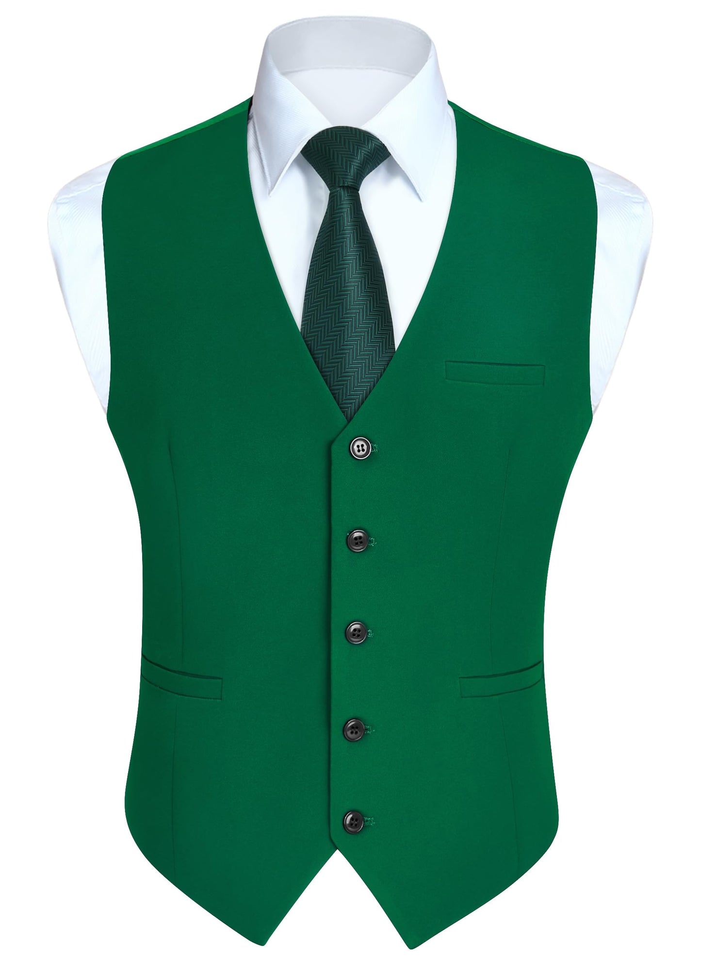 HISDERN Men's Suit Vest Business Formal Dress Waistcoat Vest with 3 Pockets for Suit or Tuxedo