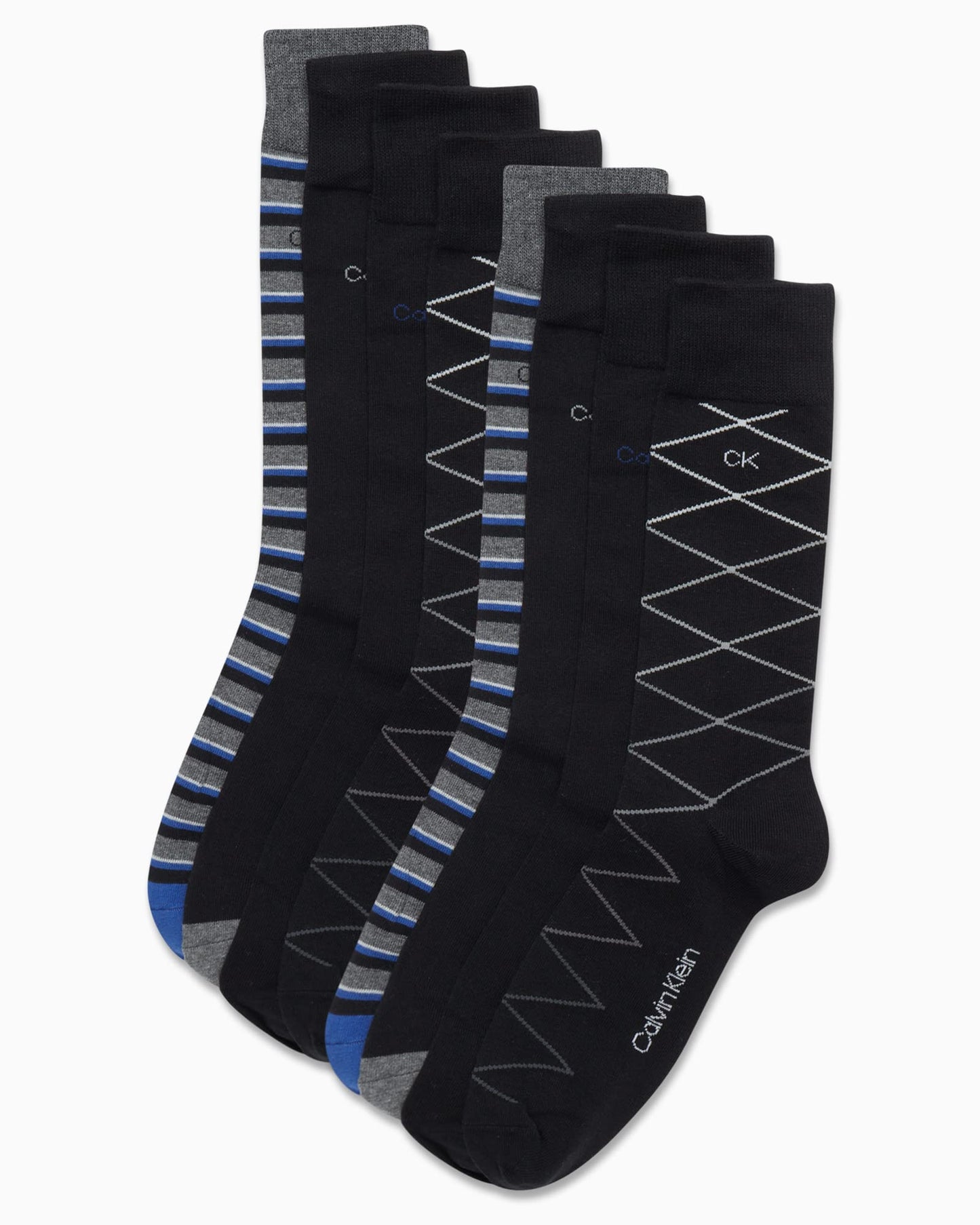 Calvin Klein Men's Dress Socks - Lightweight Cotton Blend Crew Socks (8 Pairs)