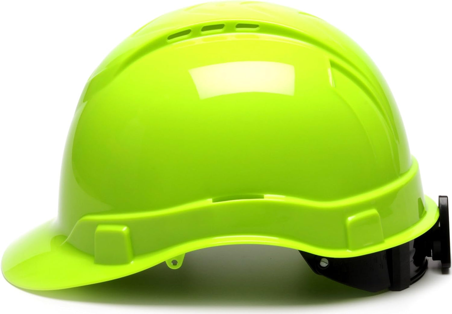 Pyramex Ridgeline Cap Style Hard Hat, Vented, 4-Point Ratchet Suspension, Hi-Vis Lime