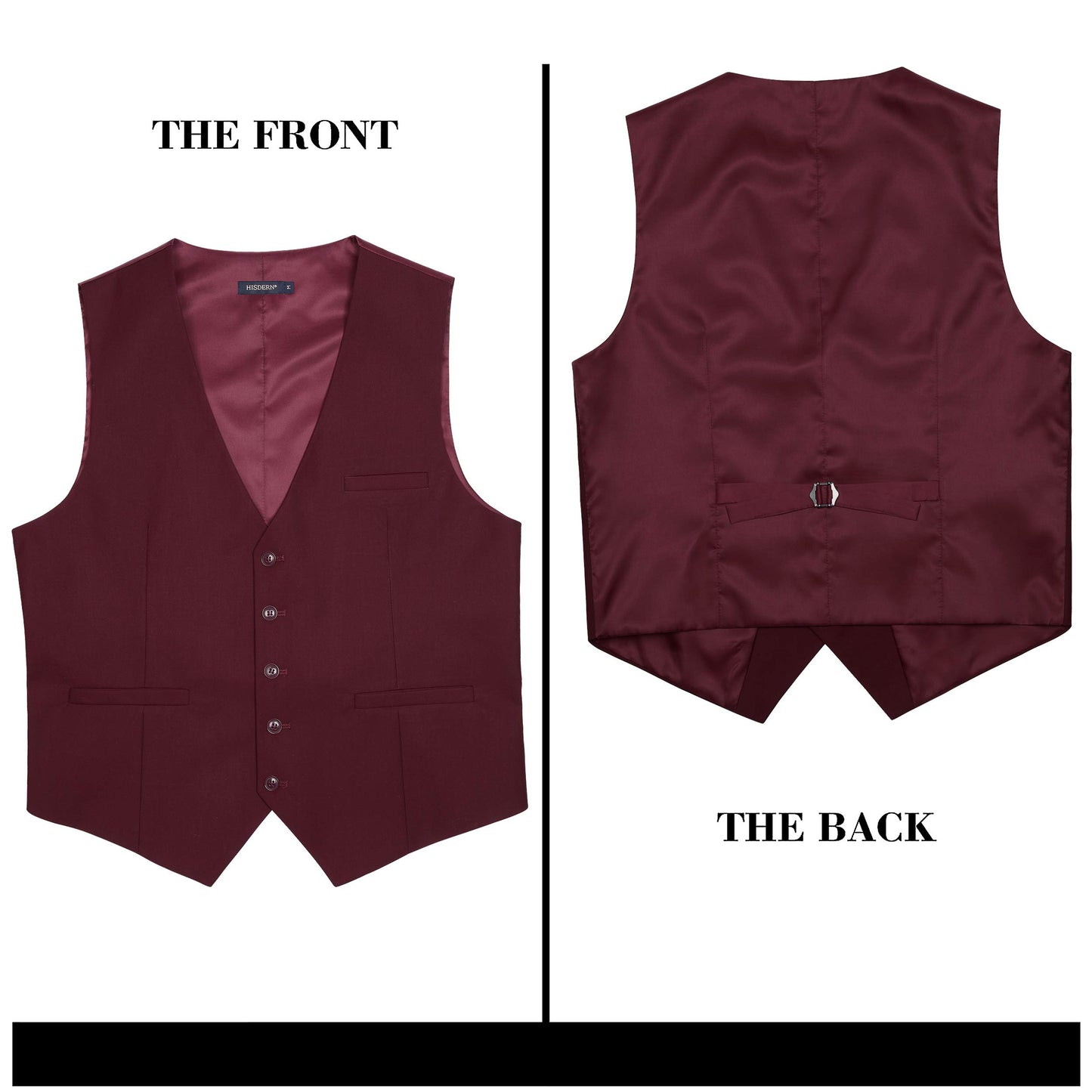 HISDERN Men's Suit Vest Business Formal Dress Waistcoat Vest with 3 Pockets for Suit or Tuxedo