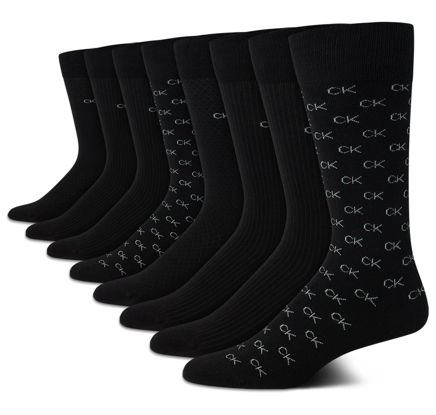 Calvin Klein Men's Dress Socks - Lightweight Cotton Blend Crew Socks (8 Pairs)