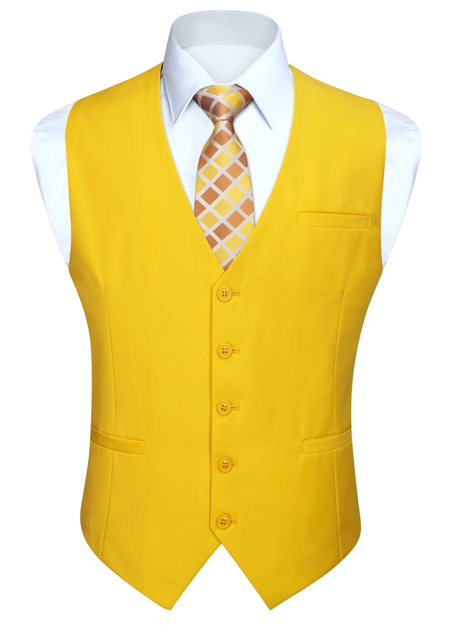 HISDERN Men's Suit Vest Business Formal Dress Waistcoat Vest with 3 Pockets for Suit or Tuxedo