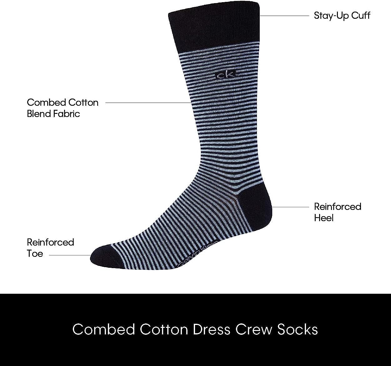 Calvin Klein Men's Dress Socks - Lightweight Cotton Blend Crew Socks (8 Pairs)