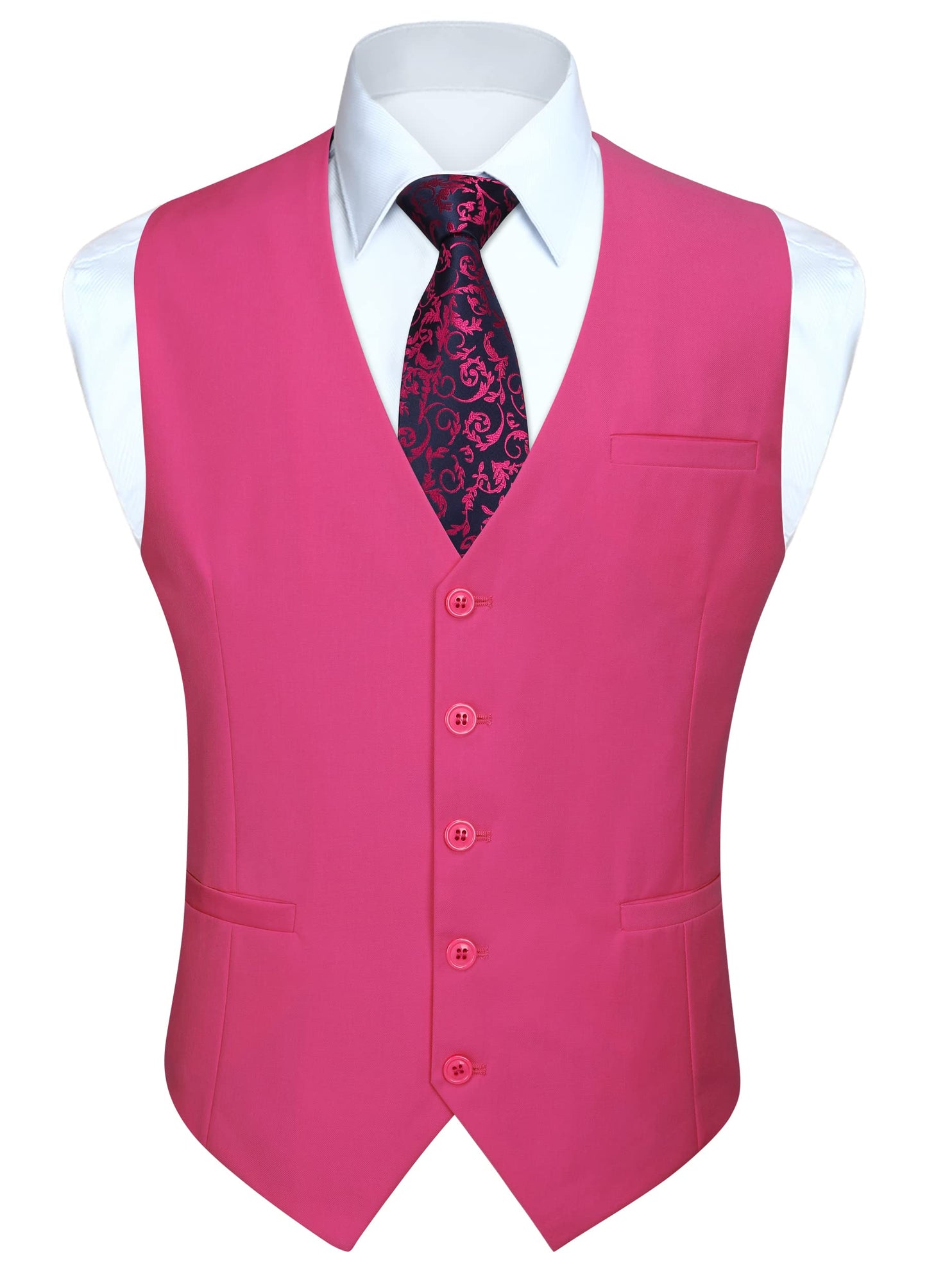 HISDERN Men's Suit Vest Business Formal Dress Waistcoat Vest with 3 Pockets for Suit or Tuxedo