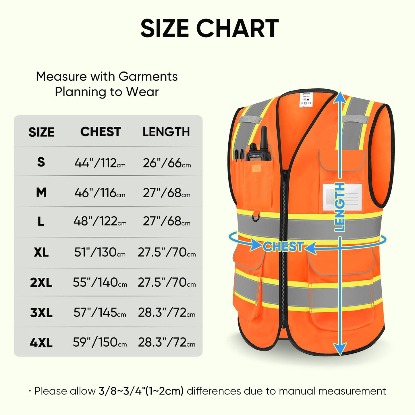 TICONN Reflective Safety Vest High Visibility Class II Mesh Vest for Women & Men Meets ANSI Standards