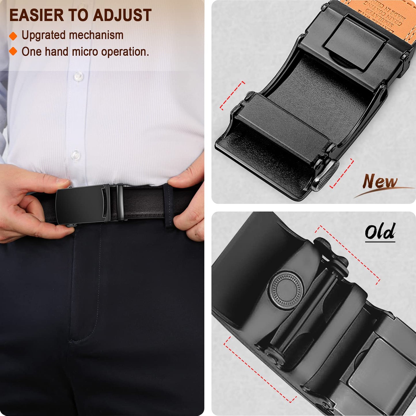 BULLIANT Men's Belt,Slide Ratchet Belt For Gift Men Dress Pant Shirt Oxfords,Trim To Fit