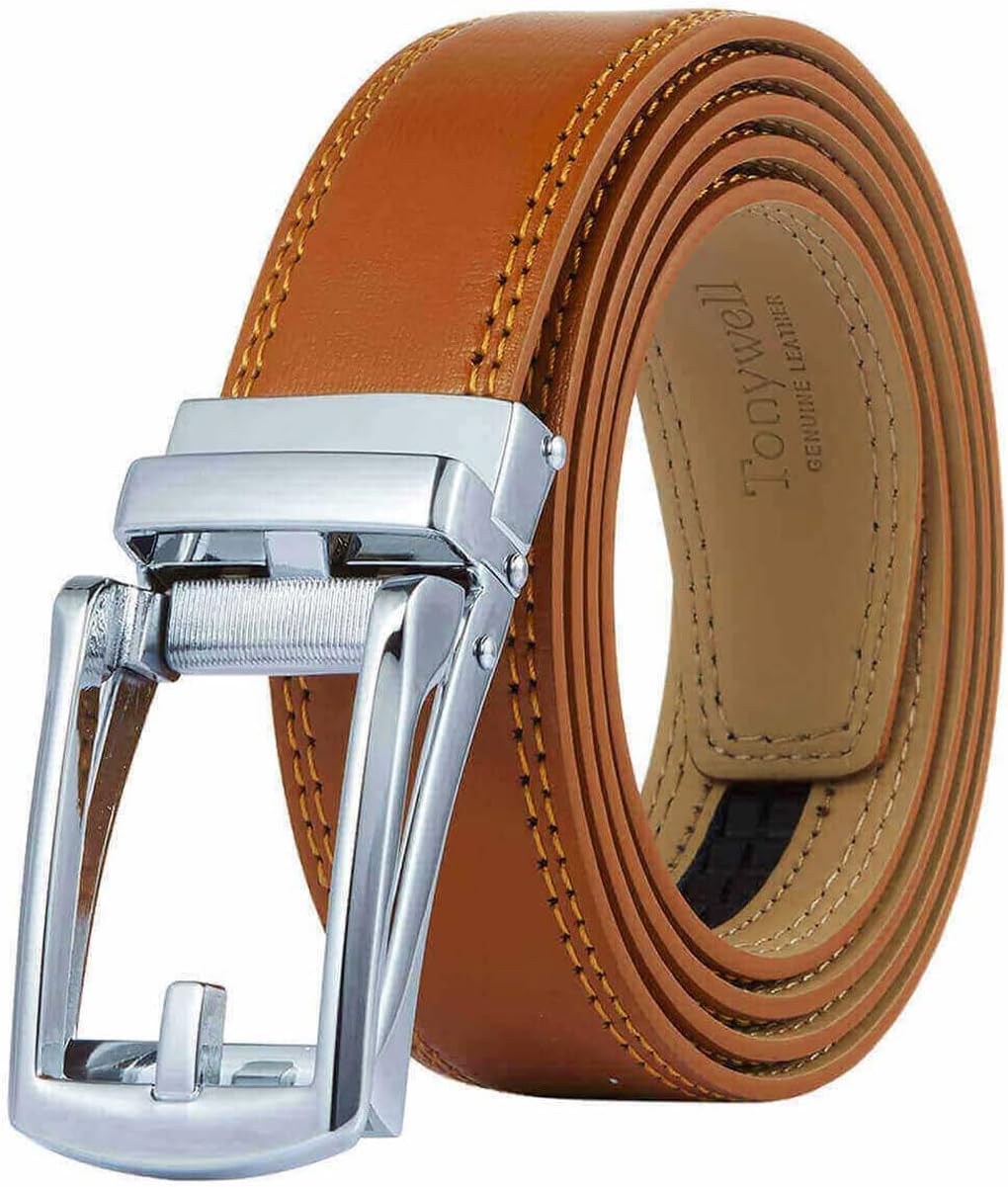 Mens Leather Ratchet Belts with Click Buckle Perfect Fit Dress Belt 30mm Wide