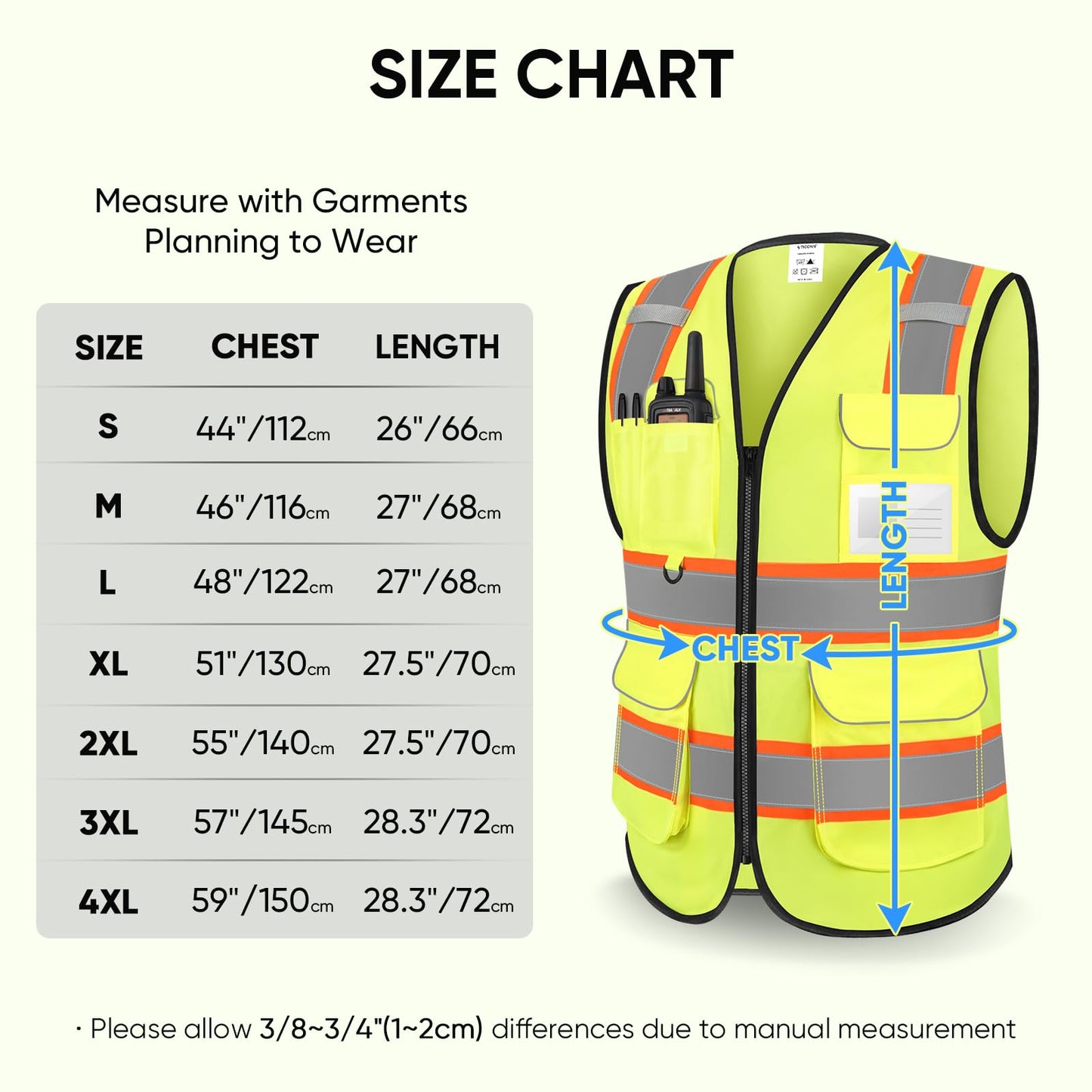 TICONN Reflective Safety Vest High Visibility Class II Mesh Vest for Women & Men Meets ANSI Standards