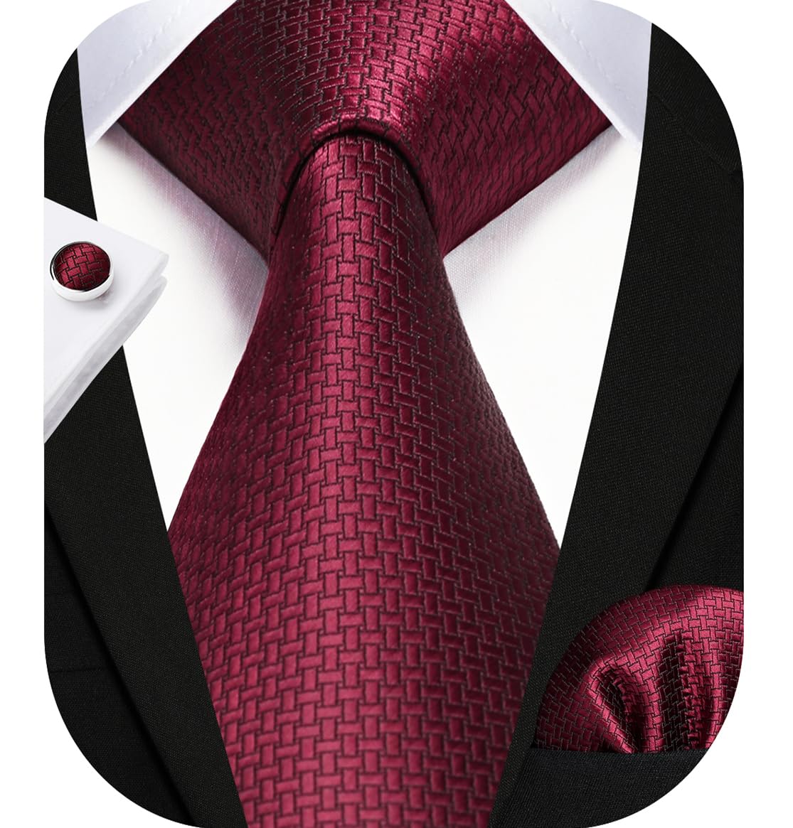 HISDERN Mens Ties Set Stripe Plaid Ties for Men and Pocket Square Cufflinks Formal Silk Necktie Wedding Business