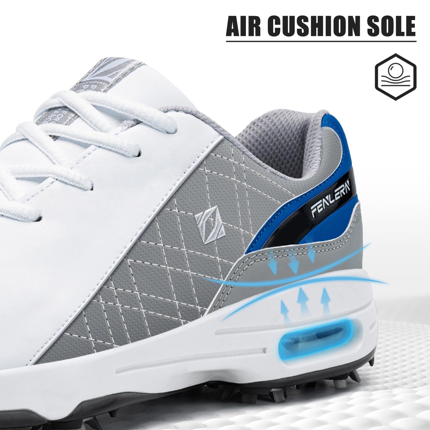 FENLERN Men's Golf Shoes Spiked Waterproof Comfortable Air Cushion F006