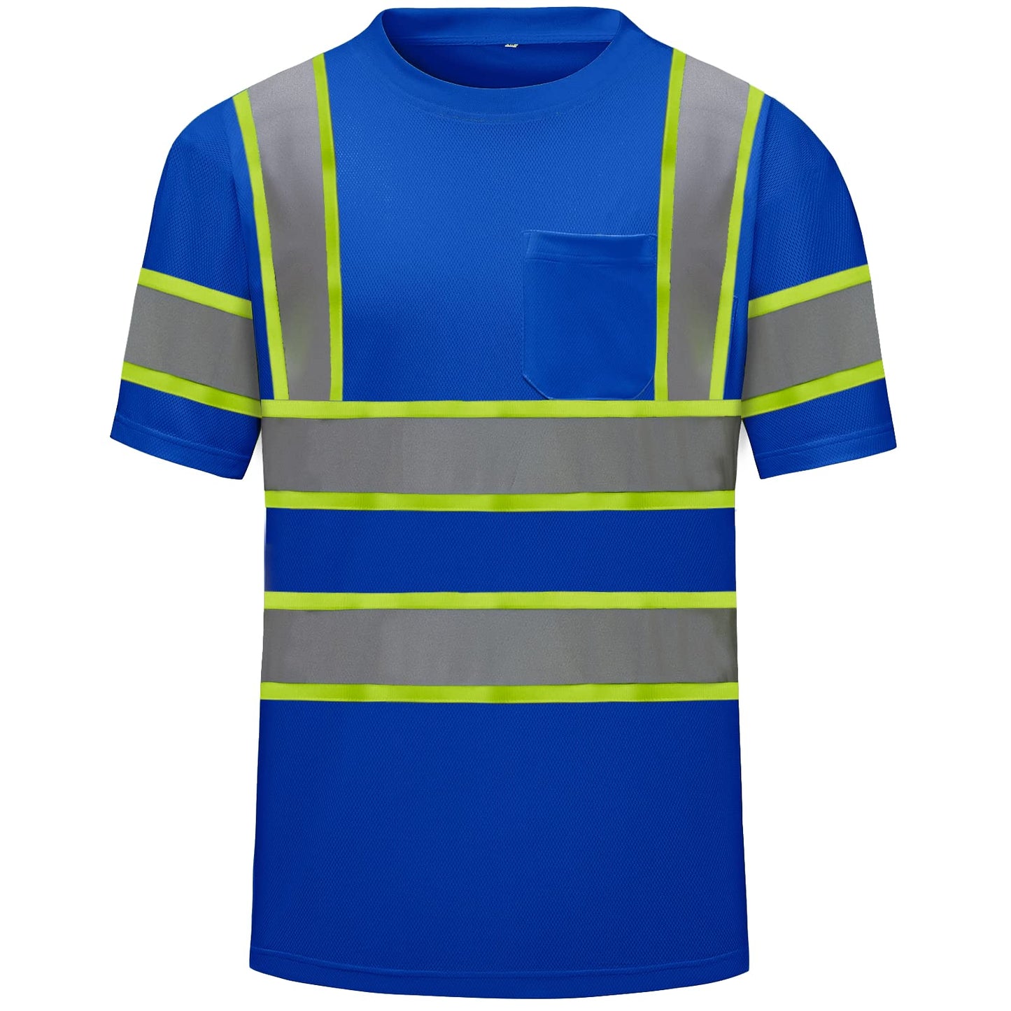 High Visibility Shirts Quick Dry Safety T Shirts with Reflective Strips and Pocket Short Sleeve Mesh Hi Vis Construction Work Class 2 Shirt for Men/Women Black Bottom Lime,Medium