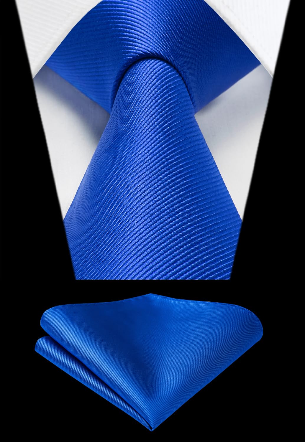 HISDERN Mens Ties Solid Color Ties for Men Formal Necktie with Pocket Square Set Satin Silk Neck Tie Handkerchiefs Set