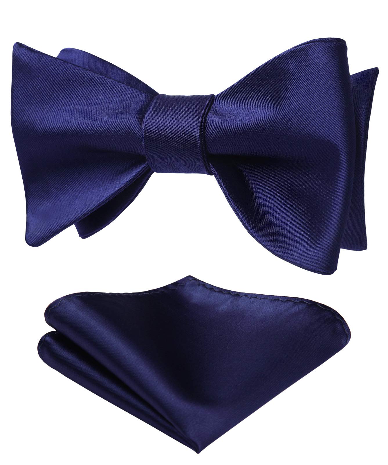 HISDERN Bow Ties for Men Solid Color Self Tie Bow Tie Pocket Square Set Classic Formal Satin Bowties for Tuxedo Wedding Party