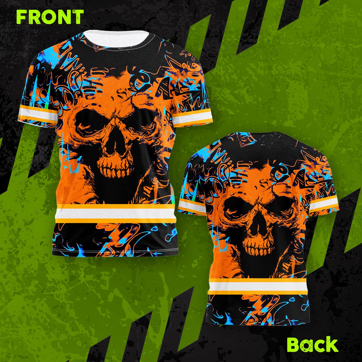 Color US Flag Skull High Visibility Shirt for Men Custom Name Safety Shirts Workwear for Patriotic, Runners