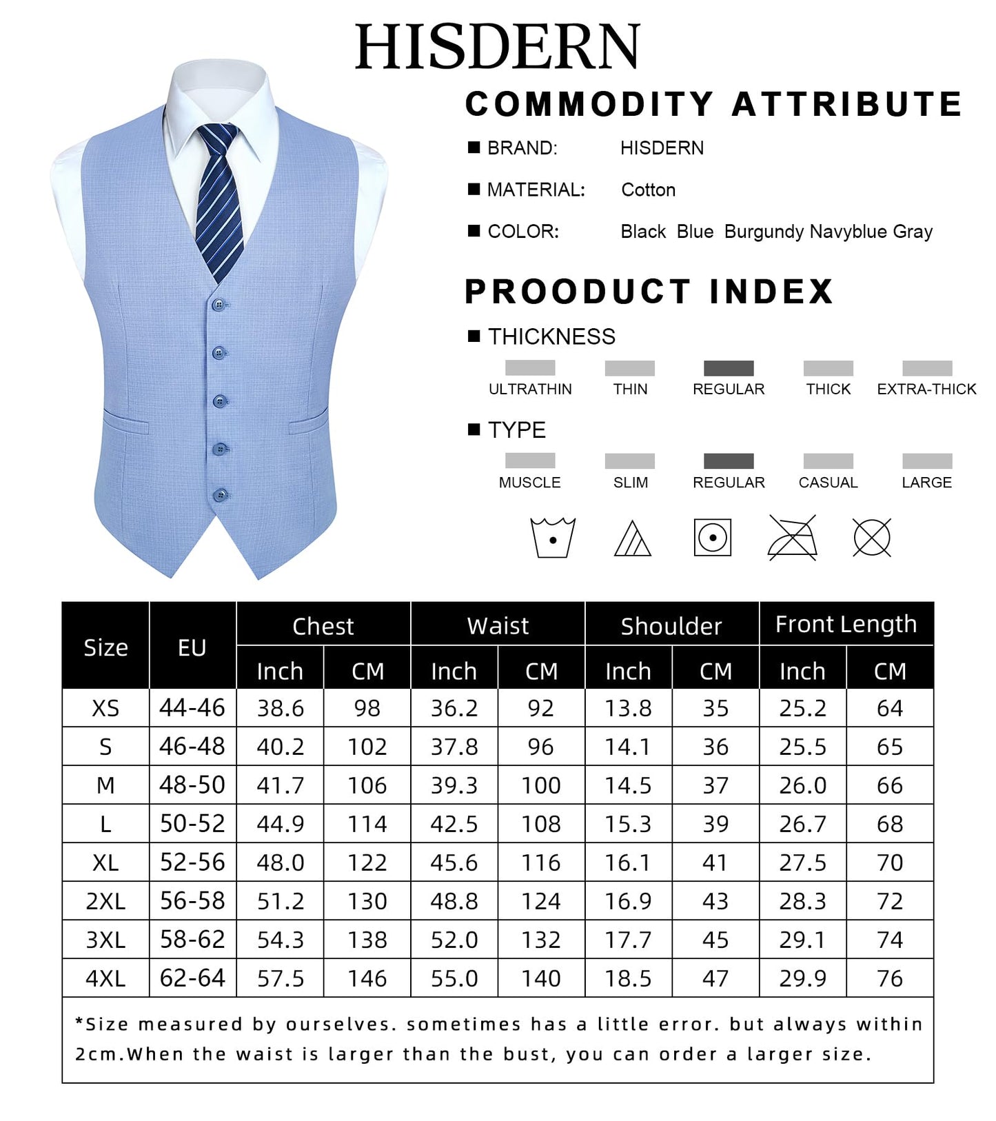 HISDERN Men's Suit Vest Business Plaid Formal Dress Waistcoat Slim Fit Vests for Men with 3 Pocket for Suit or Tuxedo