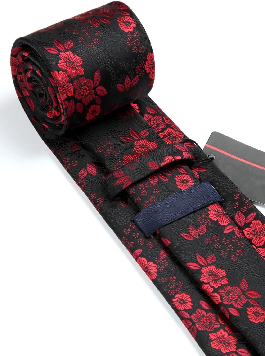 Men Floral Ties Woven Classic 3.4" NeckTie Set Formal Tie Pocket Square for Wedding with Handkerchief