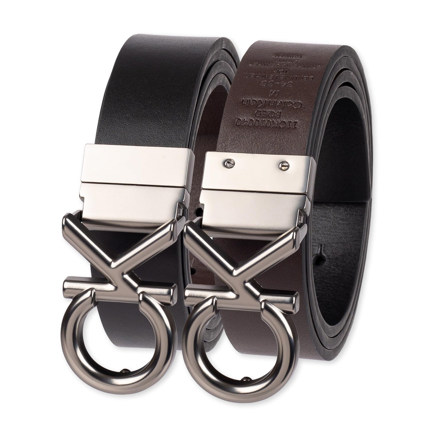 Calvin Klein Men's Two-in-One Reversible Rotative Buckle Casual Dress Belt