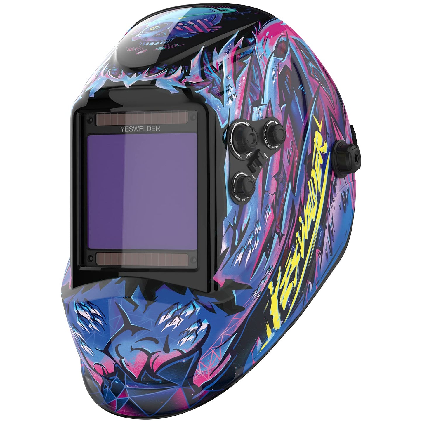 YESWELDER Large Viewing Screen 3.93"X3.66" True Color Solar Power Auto Darkening Welding Helmet, 4 Arc Sensor Wide Shade 4/5-9/9-13 for TIG MIG Arc Weld Grinding Welder Mask LYG-M800H-Q