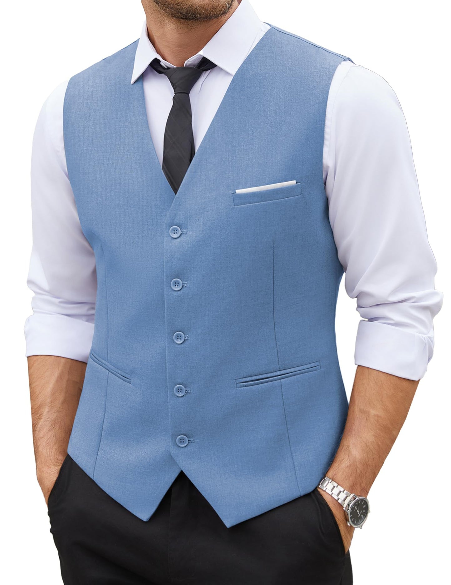 COOFANDY Men's Casual Dress Suit Vest Slim Fit Business Formal Waistcoat Vest