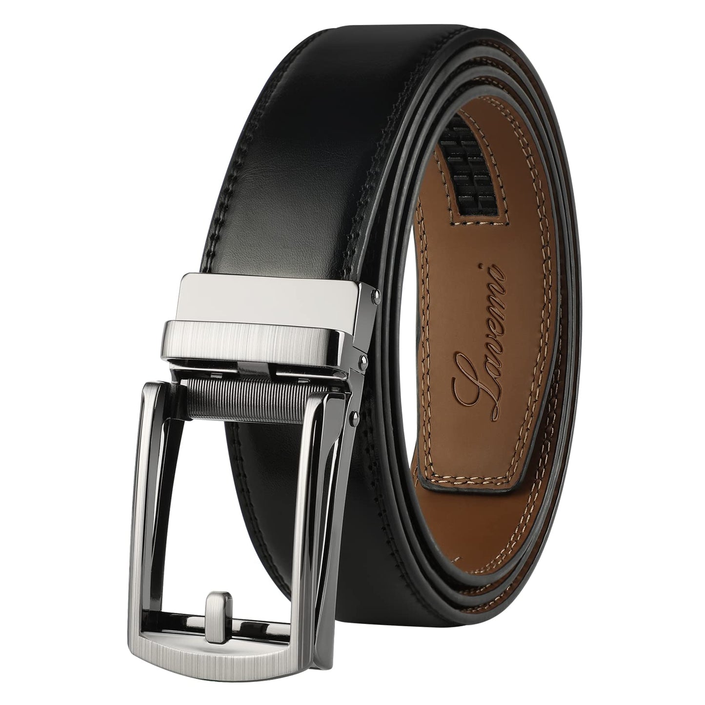 Lavemi Men's Real Leather Ratchet Dress Casual Belt, Cut to Exact Fit,Elegant Gift Box