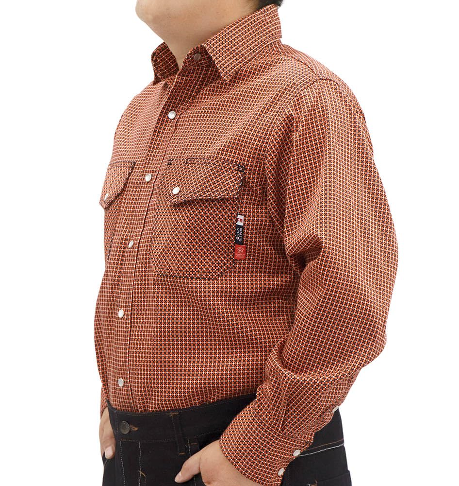 BOCOMAL FR Shirts Flame Resistant NFPA2112/CAT2 6.5oz Light Weight Printed Fire Retardant Plaid Shirt