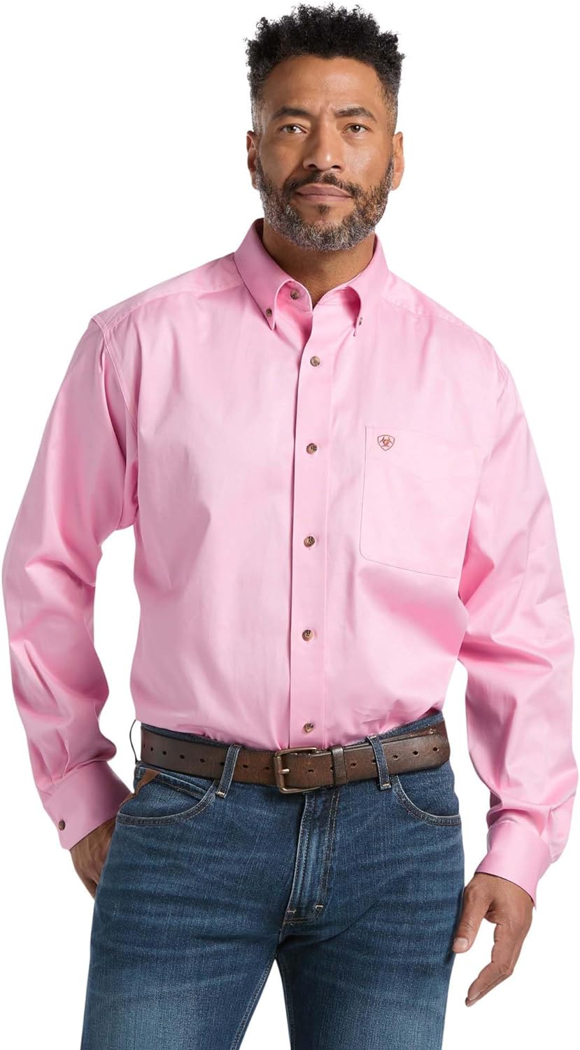 Ariat Solid Twill Classic Fit Shirt - Men's Long Sleeve Western Button-Down