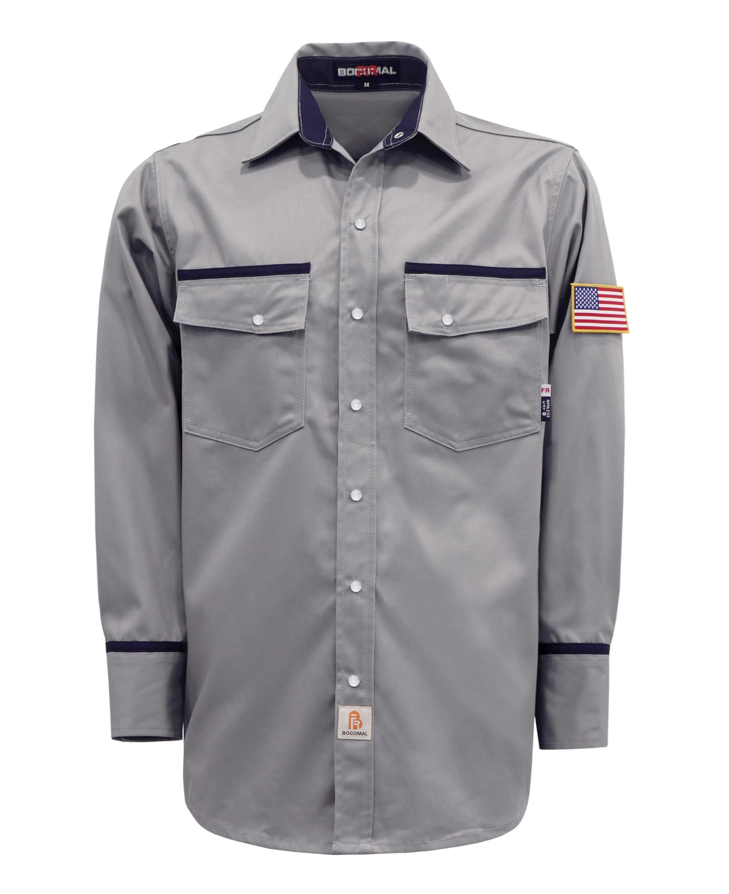 BOCOMAL FR Shirts for Men Flame Resistant Light Weight NFPA2112 Fire Retardant Welding Shirt Water & Oil Repellent Finish