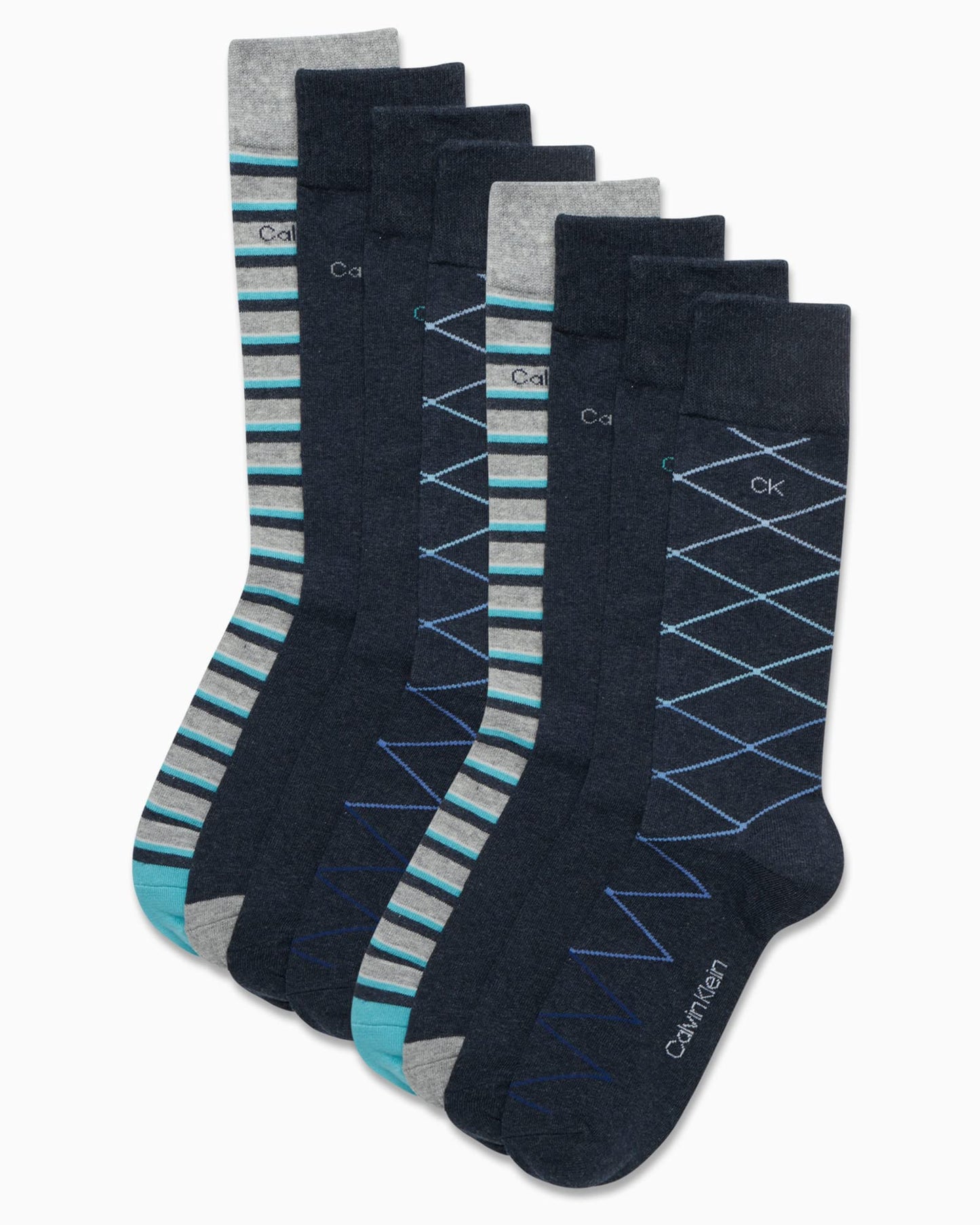 Calvin Klein Men's Dress Socks - Lightweight Cotton Blend Crew Socks (8 Pairs)