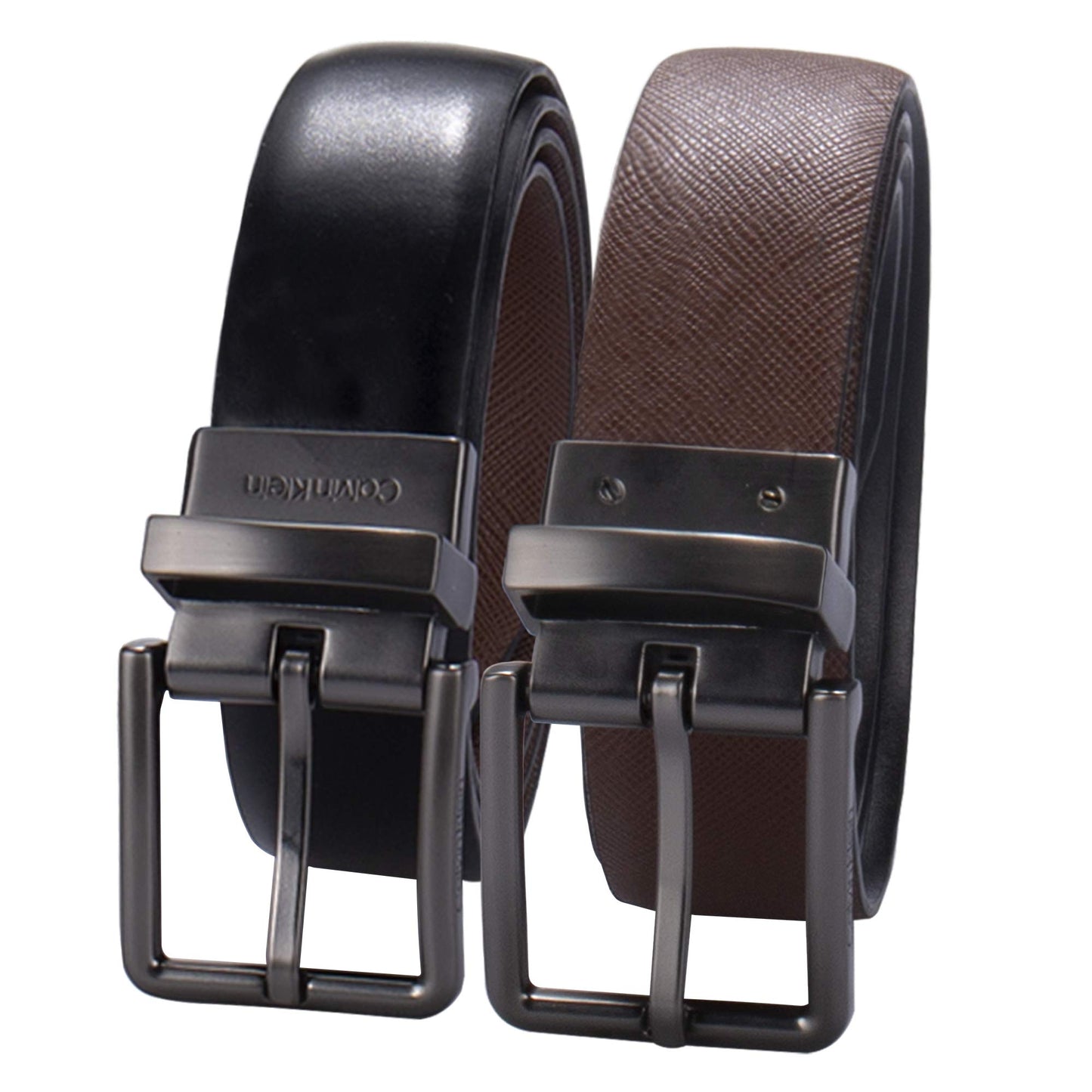 Calvin Klein Men's Two-in-One Reversible Rotative Buckle Casual Dress Belt