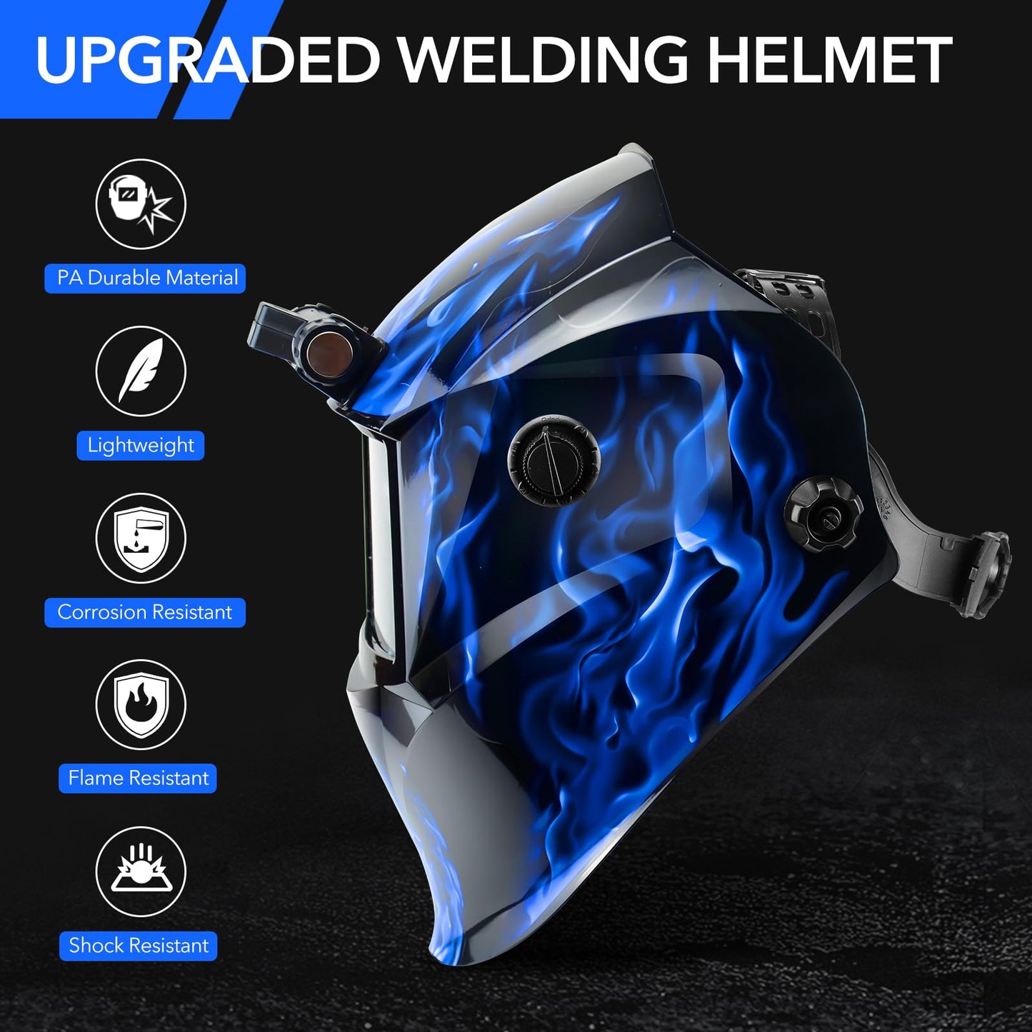 Welding Hood Auto Darkening Welding Helmet with Light True Color 1/1/1/2 Top Optical Clarity Wide Shade 9-13 Welding Mask with Grinding Weld Helmet (KTS-HD104)