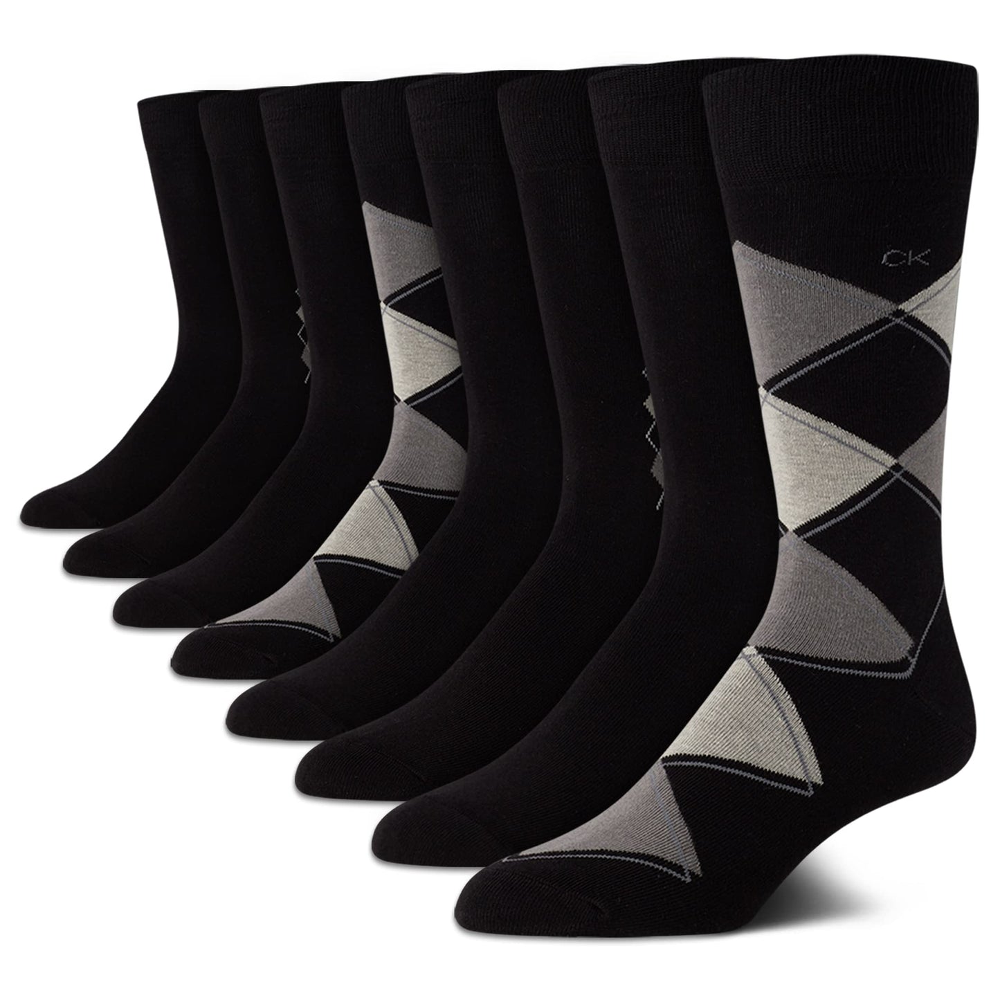 Calvin Klein Men's Dress Socks - Lightweight Cotton Blend Crew Socks (8 Pairs)