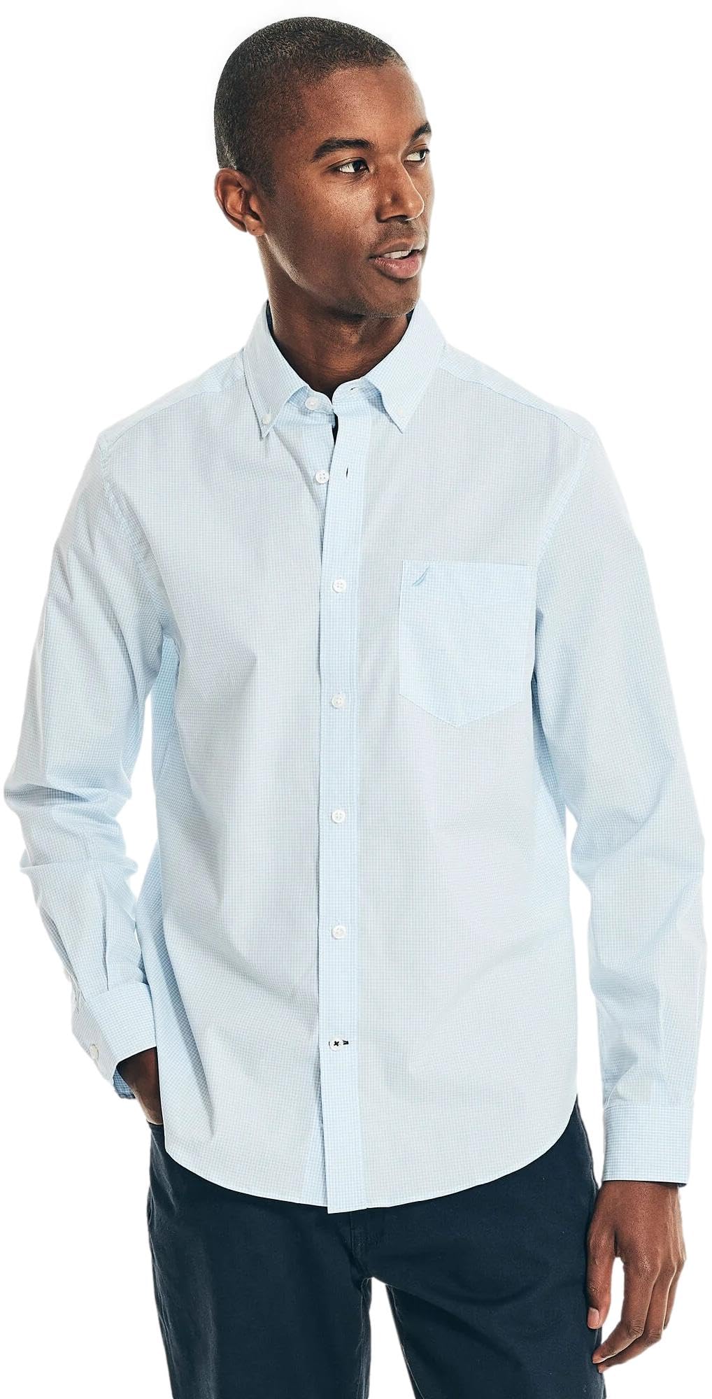 Nautica Men's Wrinkle Resistant Long Sleeve Button Front Shirt