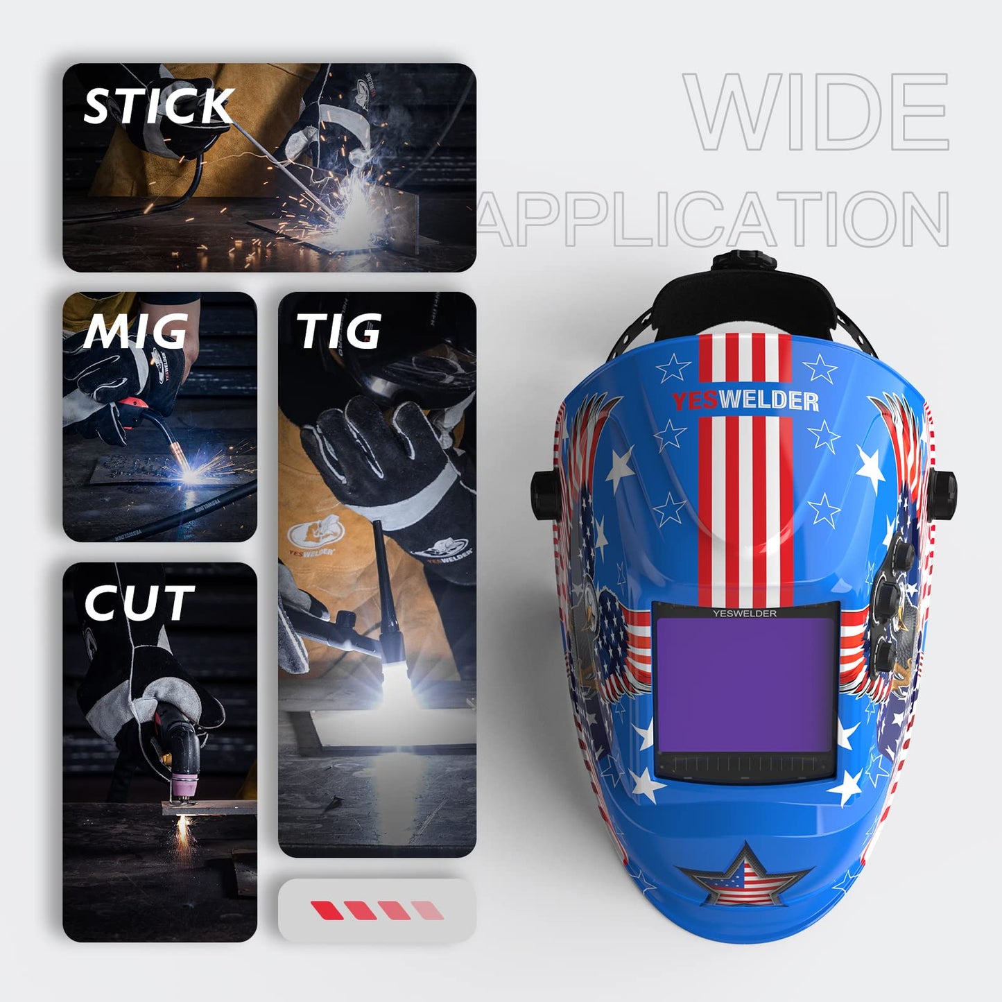 YESWELDER Large Viewing Screen 3.93"X3.66" True Color Solar Power Auto Darkening Welding Helmet, 4 Arc Sensor Wide Shade 4/5-9/9-13 for TIG MIG Arc Weld Grinding Welder Mask LYG-M800H-Q