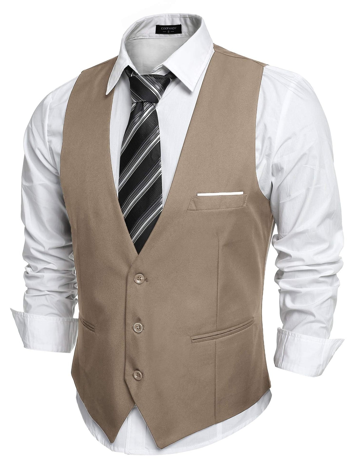 COOFANDY Men's Formal Suit Vest Slim Fit Casual Business Dress Waistcoat Vest