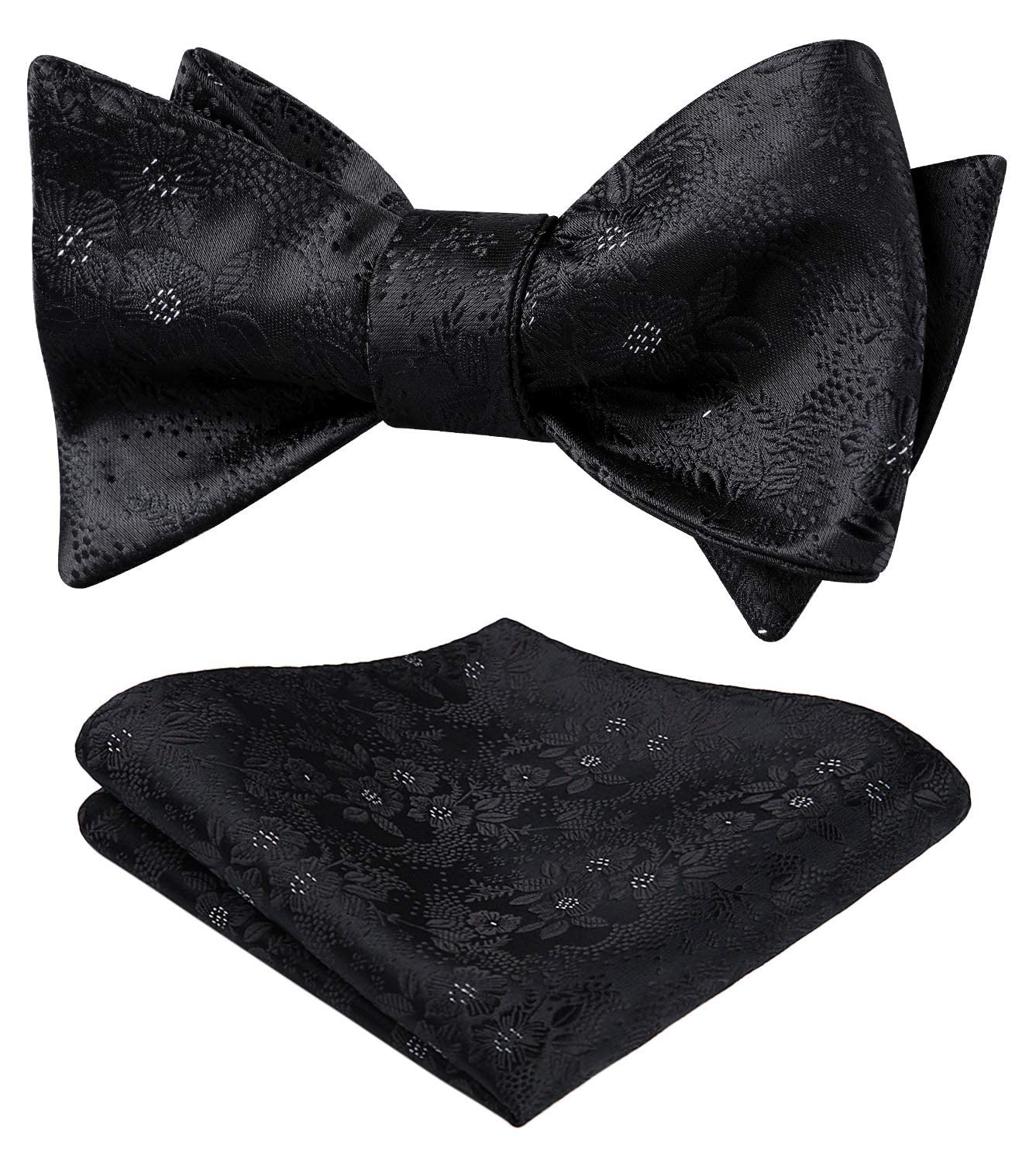 HISDERN Bow Ties for Men Floral Bowties Mens Self Tie Bow Tie Handkerchief Jacquard Woven Bowtie Pocket Square Set