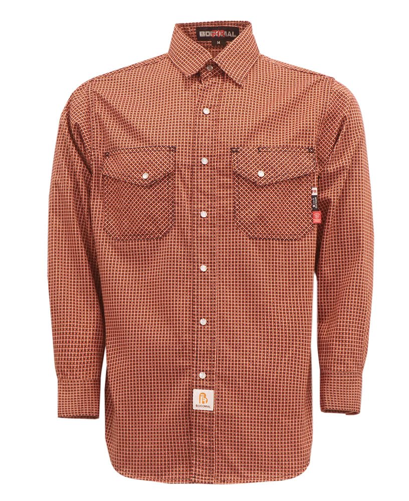 BOCOMAL FR Shirts Flame Resistant NFPA2112/CAT2 6.5oz Light Weight Printed Fire Retardant Plaid Shirt