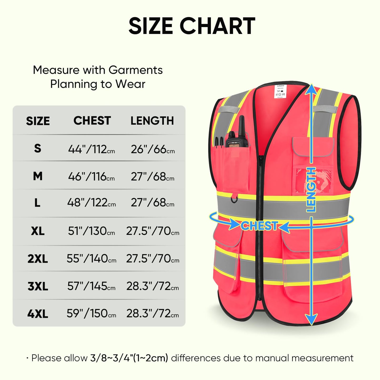 TICONN Reflective Safety Vest High Visibility Class II Mesh Vest for Women & Men Meets ANSI Standards