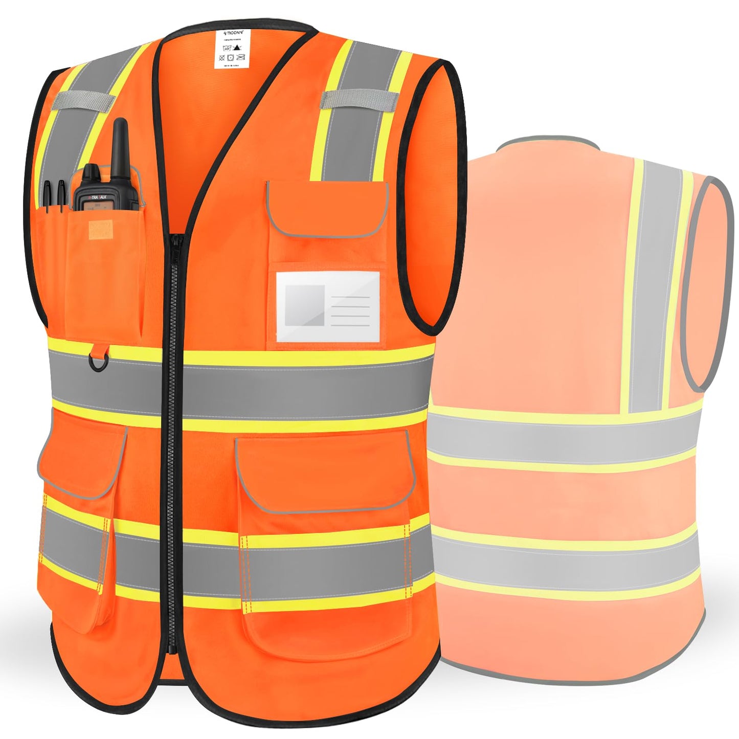 TICONN Reflective Safety Vest High Visibility Class II Mesh Vest for Women & Men Meets ANSI Standards