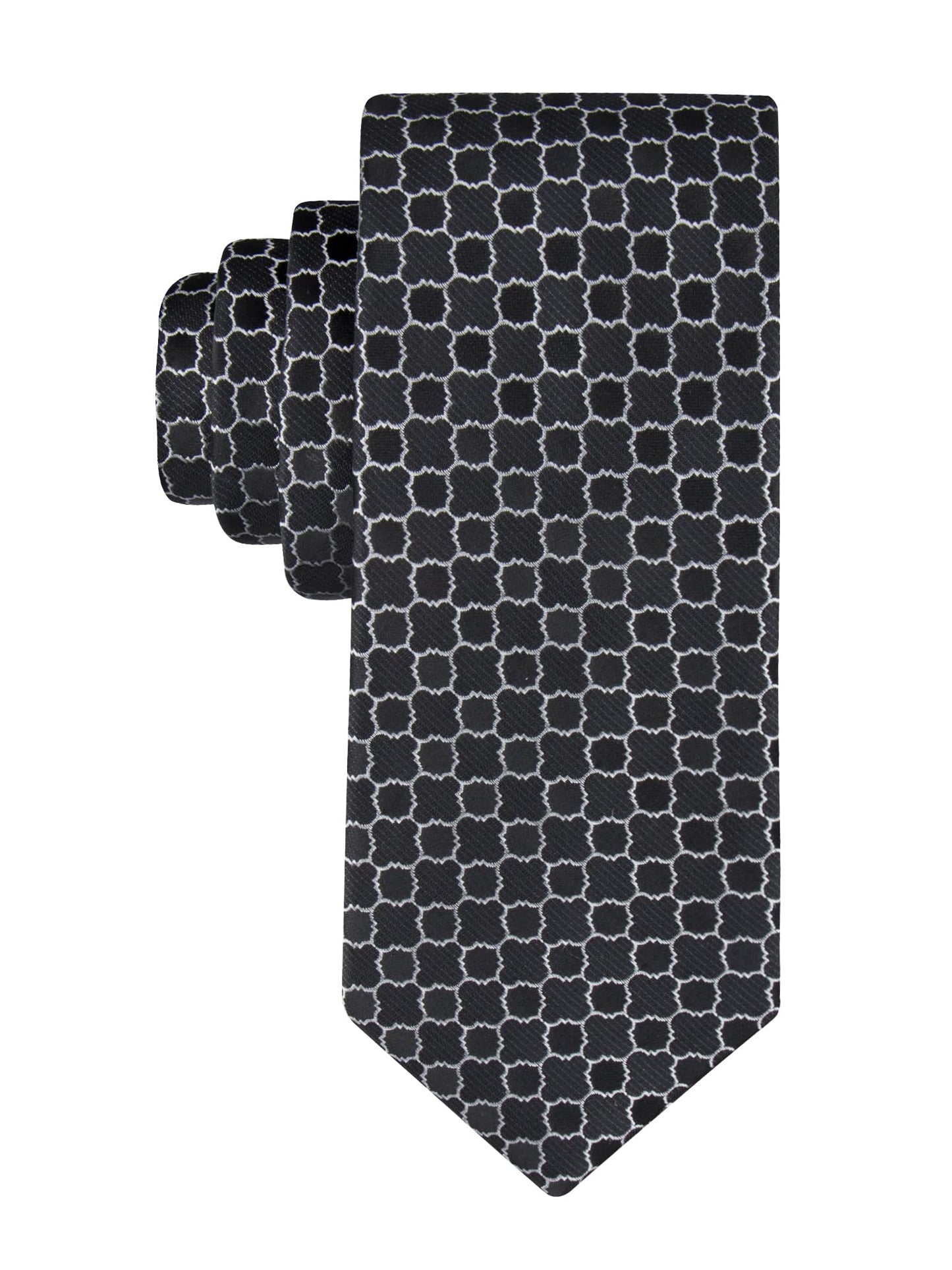 Calvin Klein Men's Classic Black Solid and Pattern Ties (Standard and Extra Long Sizes)