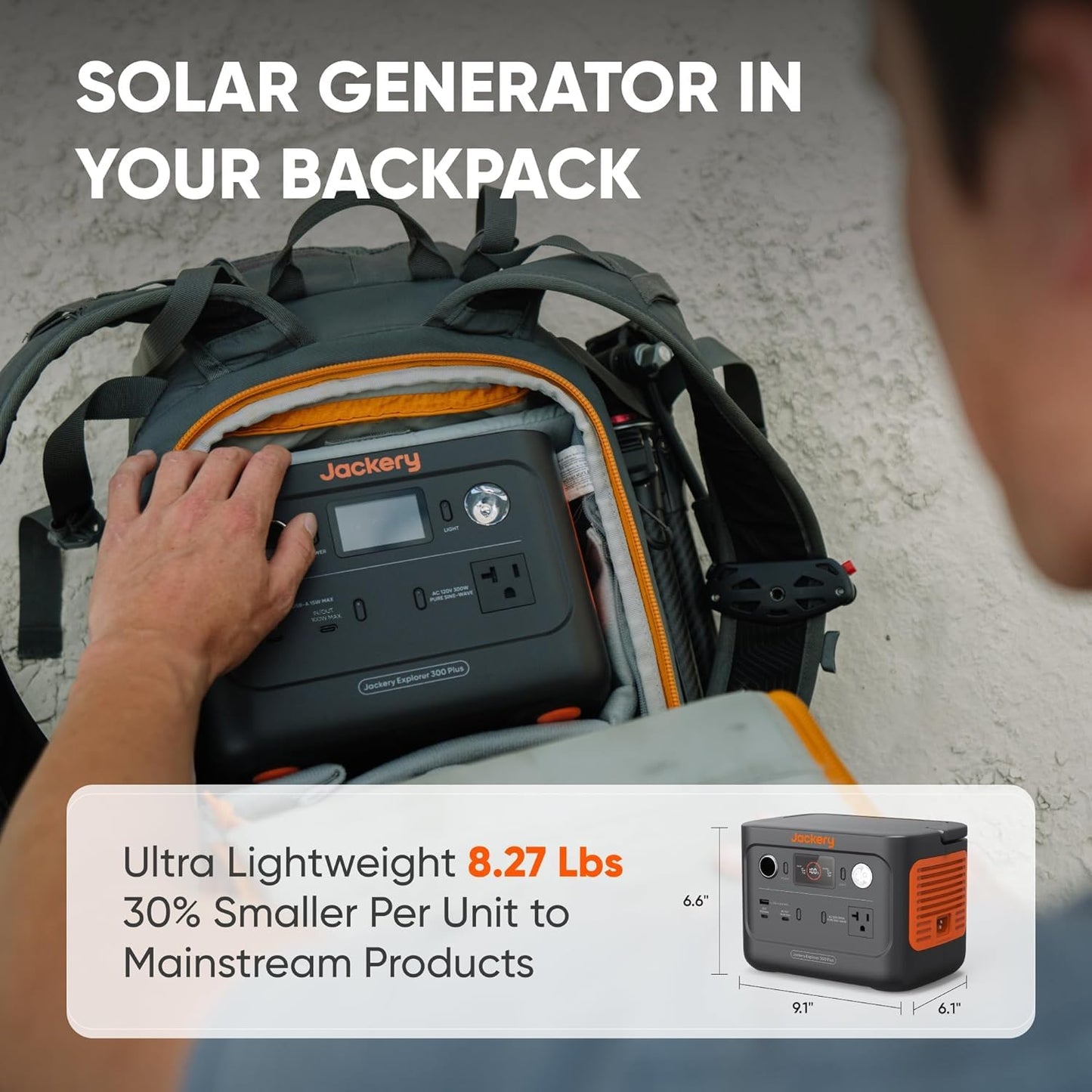 Jackery Solar Generator 300 Plus Portable Power Station with 40W Book-sized Solar Panel, 288Wh Backup LiFePO4 Battery, 300W AC Outlet, Only 5KG for RV, Outdoors, Camping, Traveling, and Emergencies