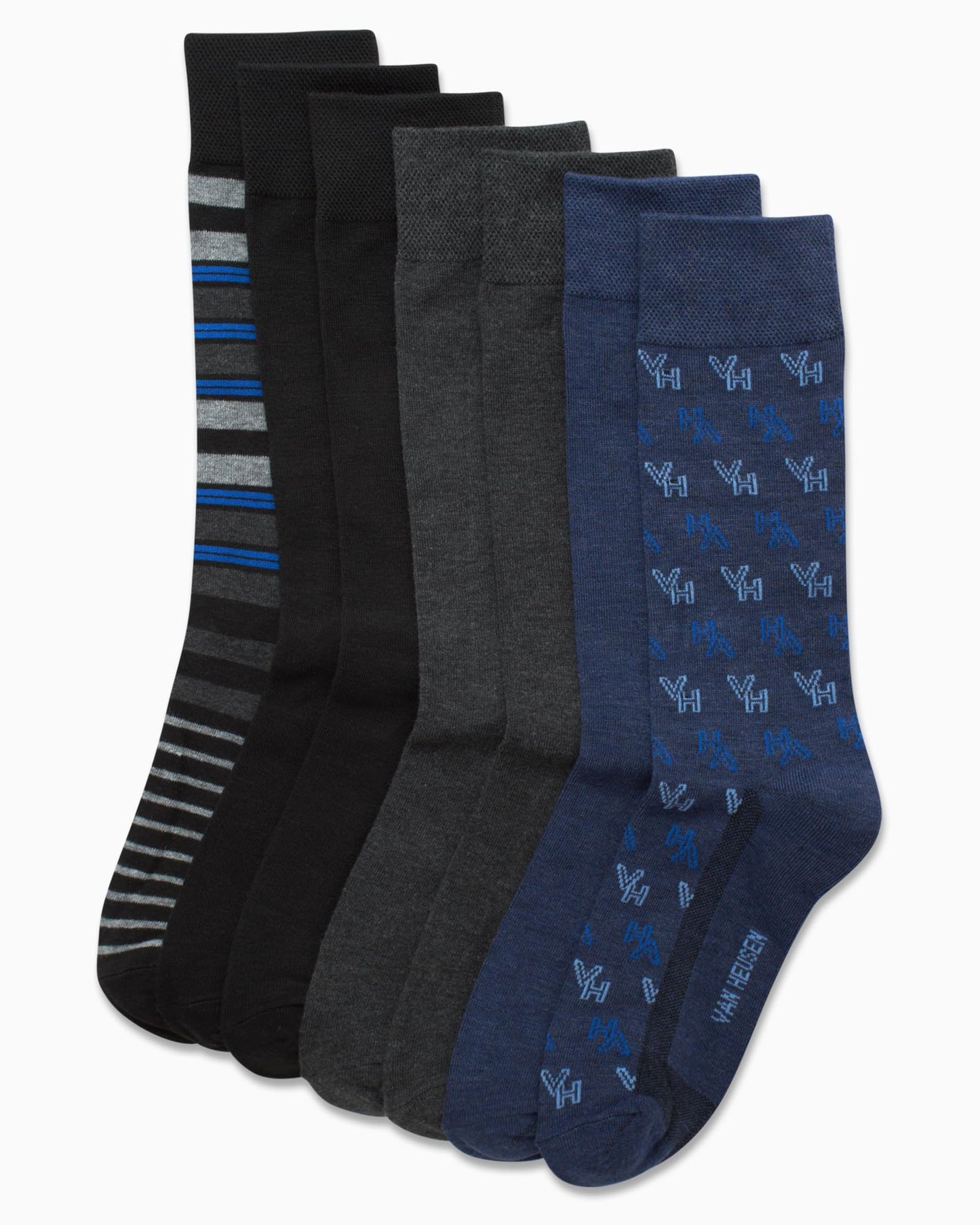 Van Heusen Men's Dress Socks - Lightweight Mid-Calf Crew Dress Socks (7 Packs)